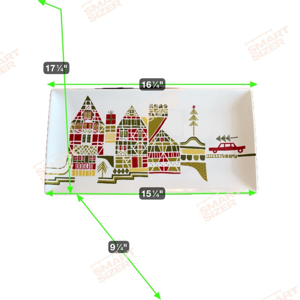 Crate & Barrel Christmas Serving Platter Tray Yule Town Holiday Julia Rothman - Picture 4 of 4